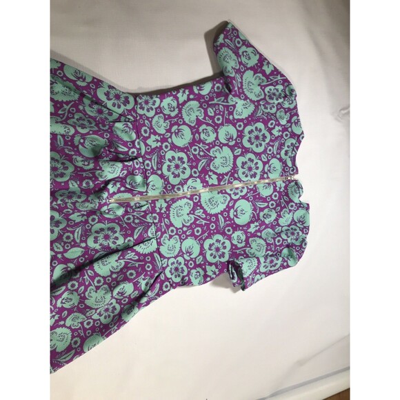 Lularoe Amelia Pocket Dress Floral Bright Purple Blue Twisted Fit Flare Size XL - Picture 7 of 7